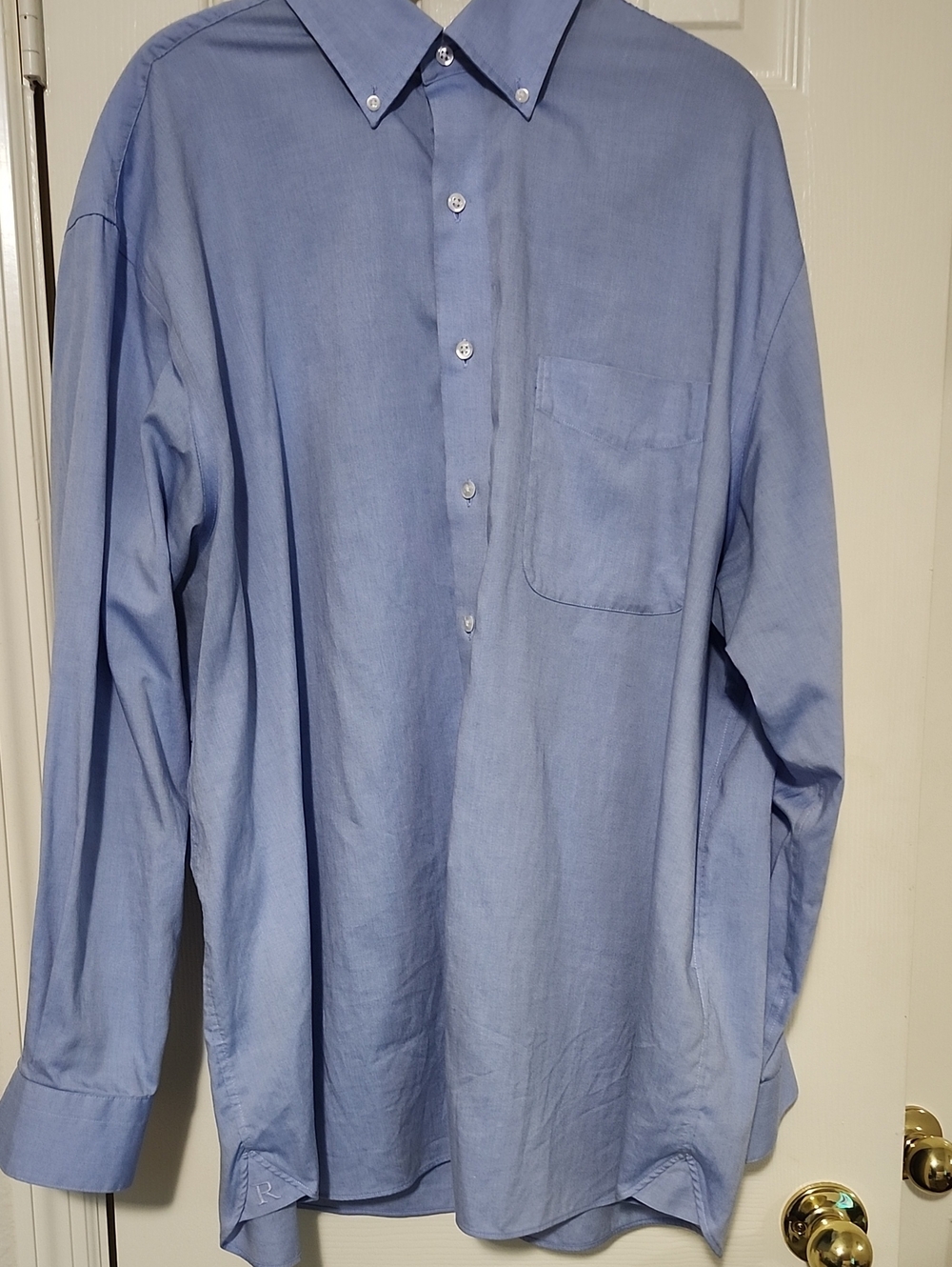 Rochester Men's Classic 100% Egyptian cotton Button-Down Dress Shirt Light Blue